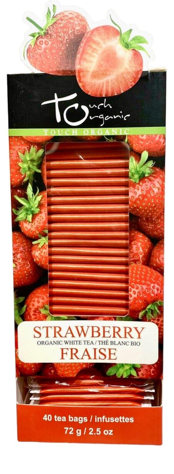 Touch Organic STRAWBERRY WHITE Tea Bags, 40 Bags, 2.5 oz