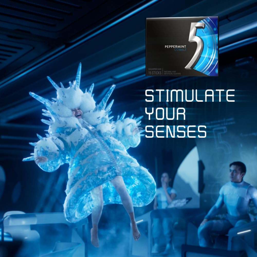 5 GUM Peppermint Cobalt Sugar Free Chewing Gum Refreshing Cooling Minty Flavor Five Gum, 15 Stick Pack (10 Pack)