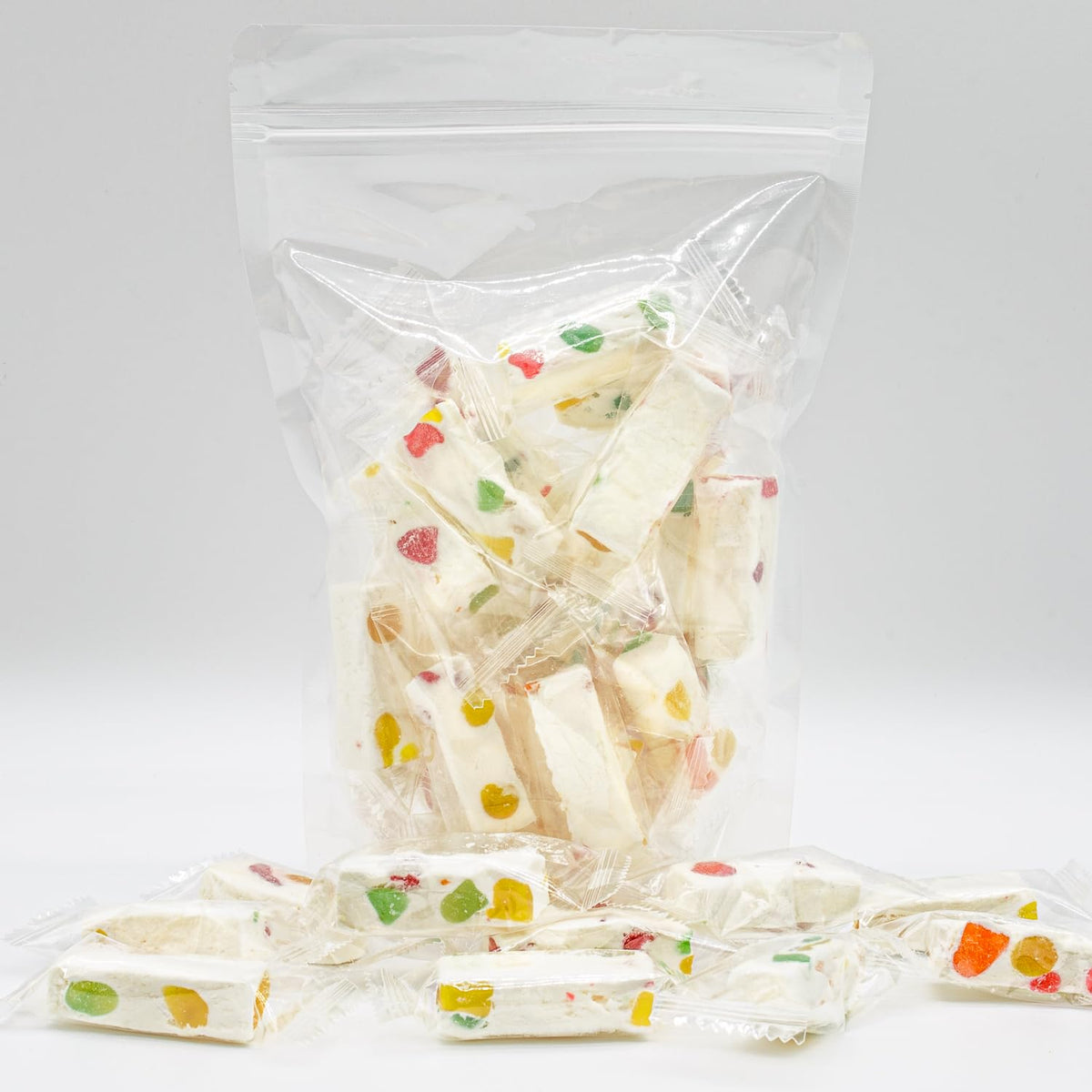JUJUBE NOUGAT Candy 1 lb - with Jelly Fruit Pieces, Anti Melt Pack, Individually Wrapped, Gluten Free, Bulk Soft Candies in Resealable Bag
