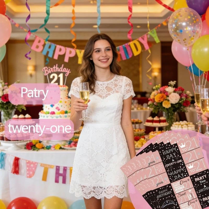 21st Birthday Party Favors Stickers Pink and Black Chocolate Candy Bar Wrappers Stickers Happy 21 Bday Parties Supplies Decorations 21 Years Old Gifts