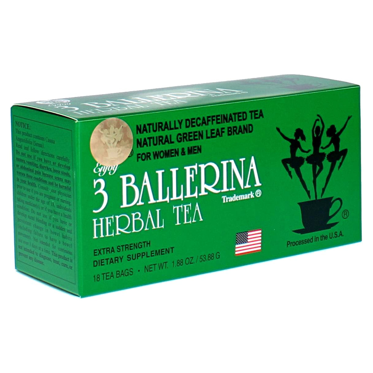 3 Ballerina Diet Tea Extra Strength for Men and Women (6 Boxes x 18 Bags)