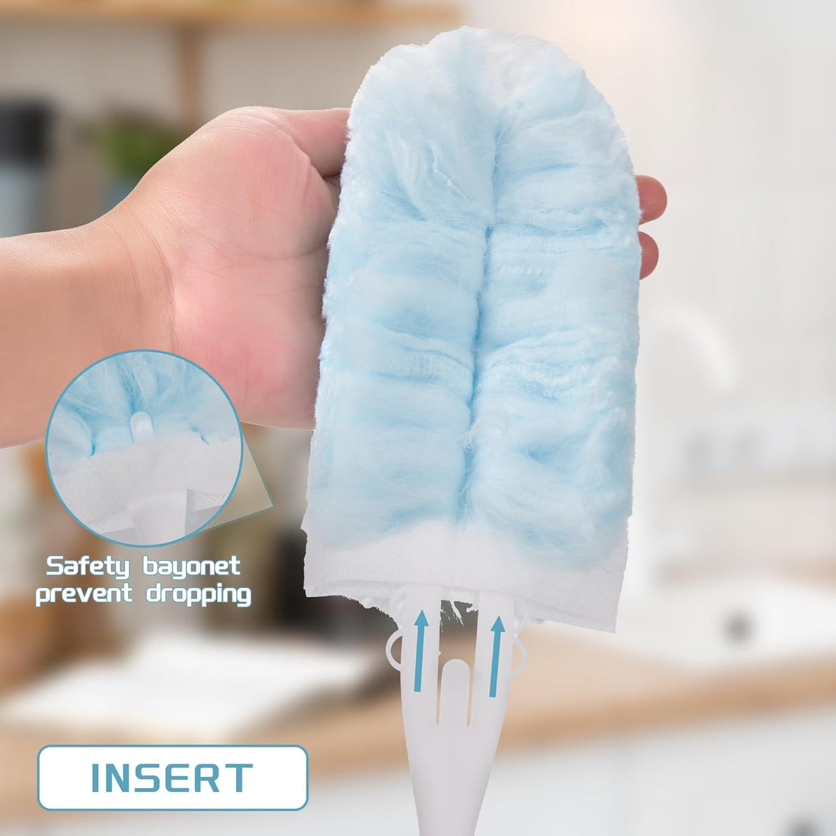 40 Count Duster Refills for Swiffer Duster Handle,360° Heavy Duty Duster Refills, Disposable Microfiber Duster for Dusting Furniture, Blinds, Ceiling