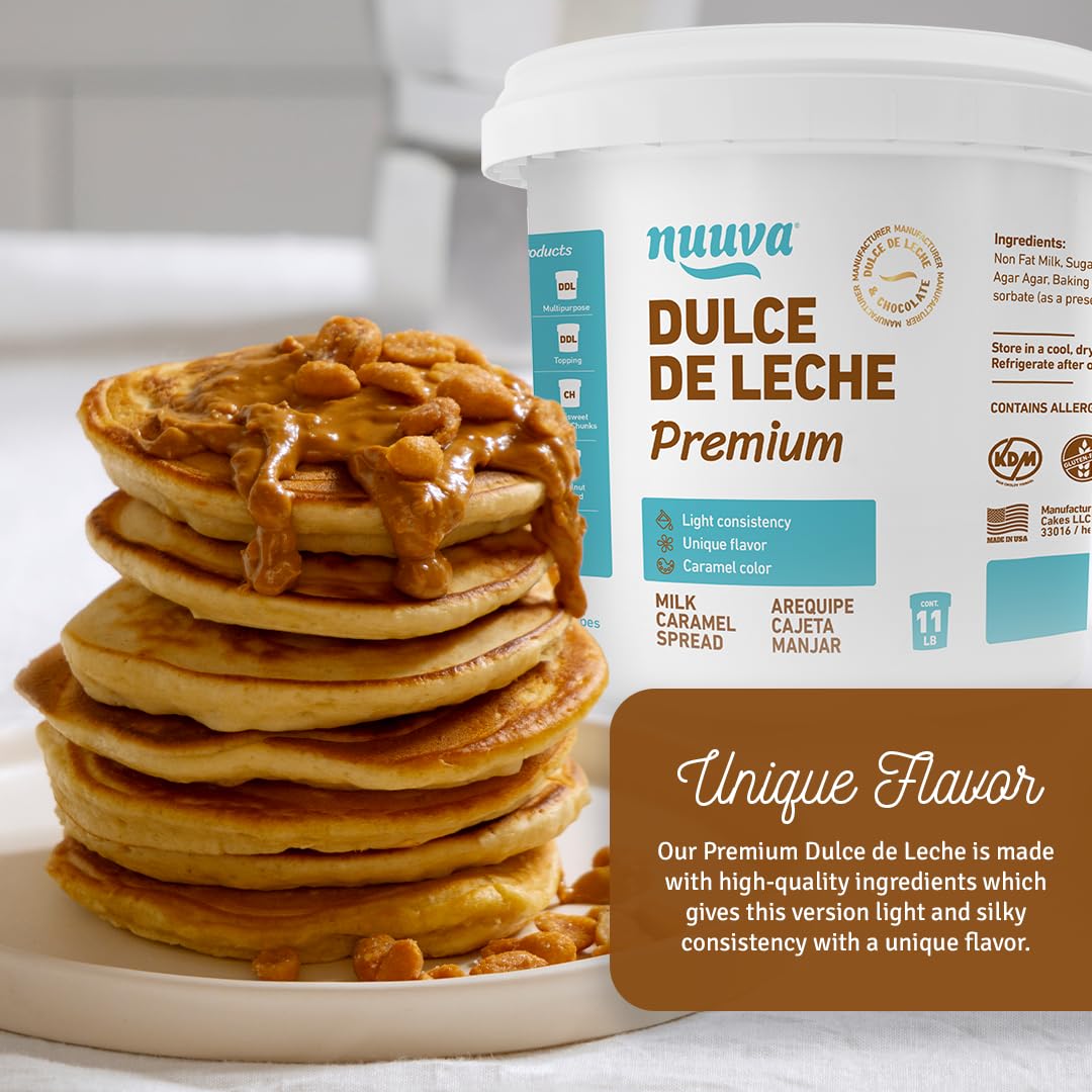 Nuuva Foods Premium Dulce de Leche - Authentic Creamy Caramel Spread - Perfect for Desserts, Baking, and Spreading, Caramel, Carmel Syrup, Dulce De Leche Syrup - 2.5 lbs
