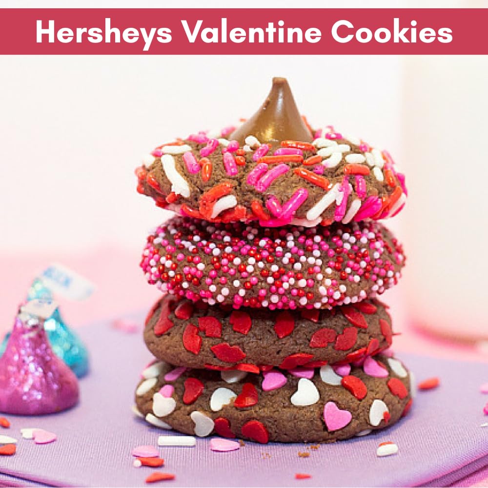 Candykrave Hershey'ss Kisses Valentine Colors Milk Chocolate candy - 2LB (200 pcs) - Bulk chocolate Red, Pink & Silver Foil Candy - Delicious Treats