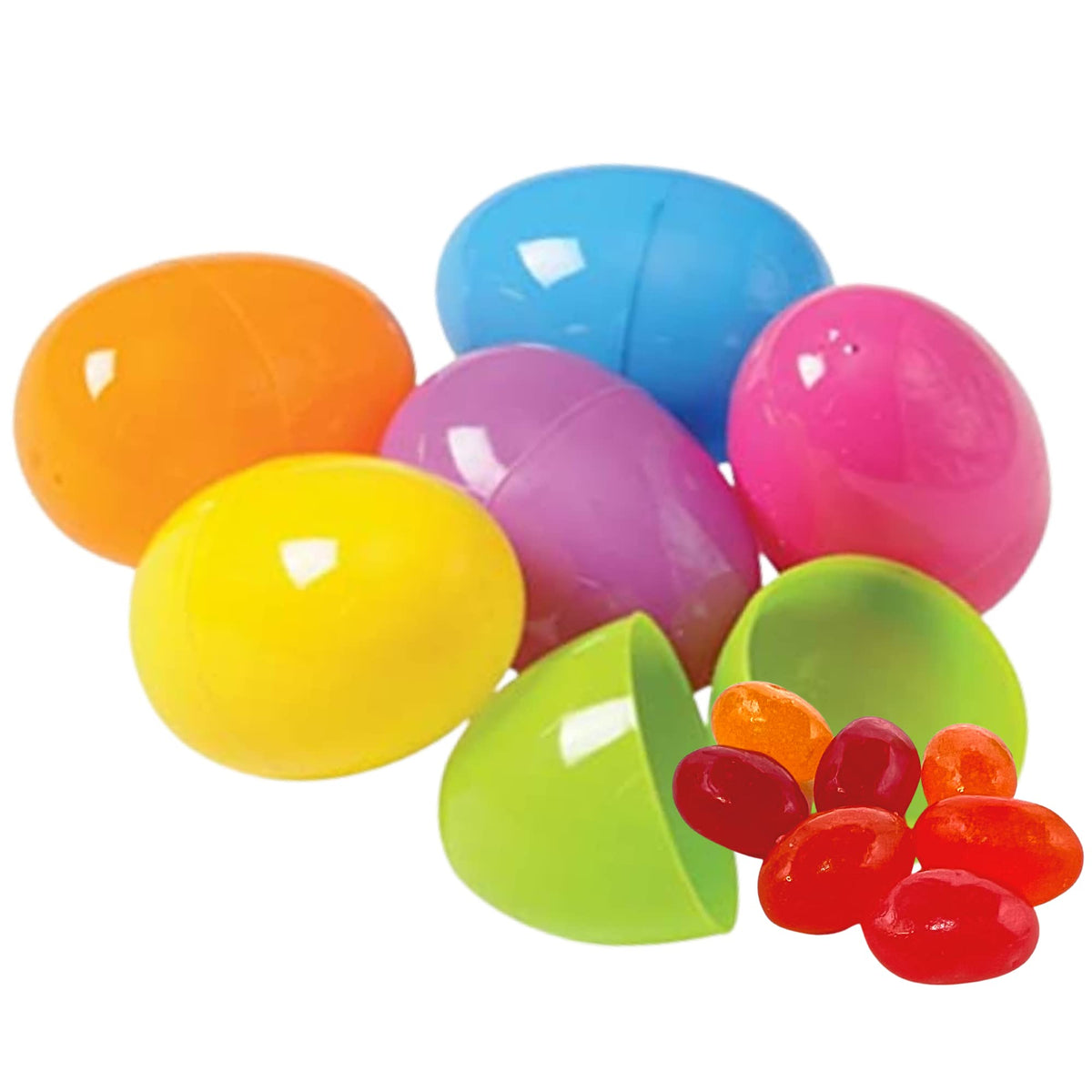 Jelly Bean Candy Filled Plastic Easter Eggs, Assorted Bag of 65
