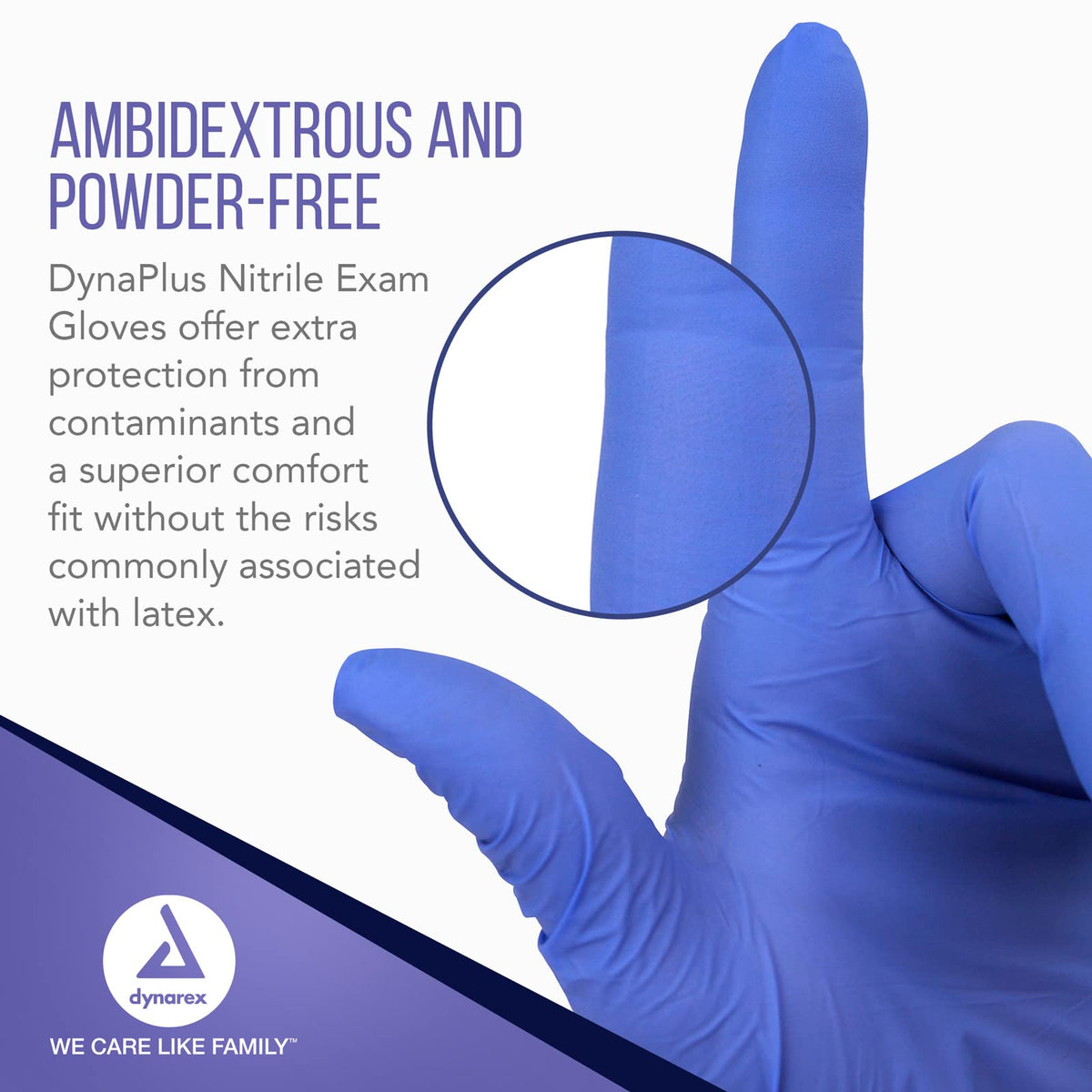 Dynarex DynaPlus Nitrile Exam Gloves, Powder Free, XLarge, 1 Box of 180 Gloves