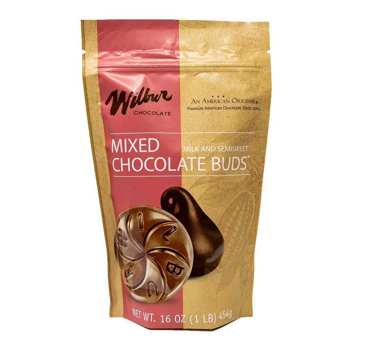 Wilbur Buds Dark Semi Sweet Chocolate & Milk Chocolate (8 oz. of each) 1 lb. # 19034