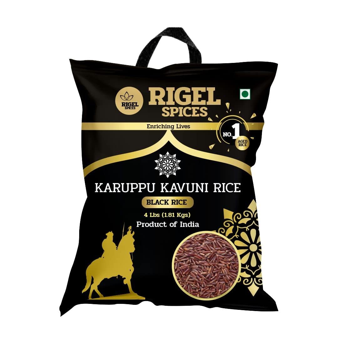 Rigel Spices | Karuppu Kavuni Black Rice (4 Pounds) | KINGS RICE | GLUTEN FREE | Ancient black rice
