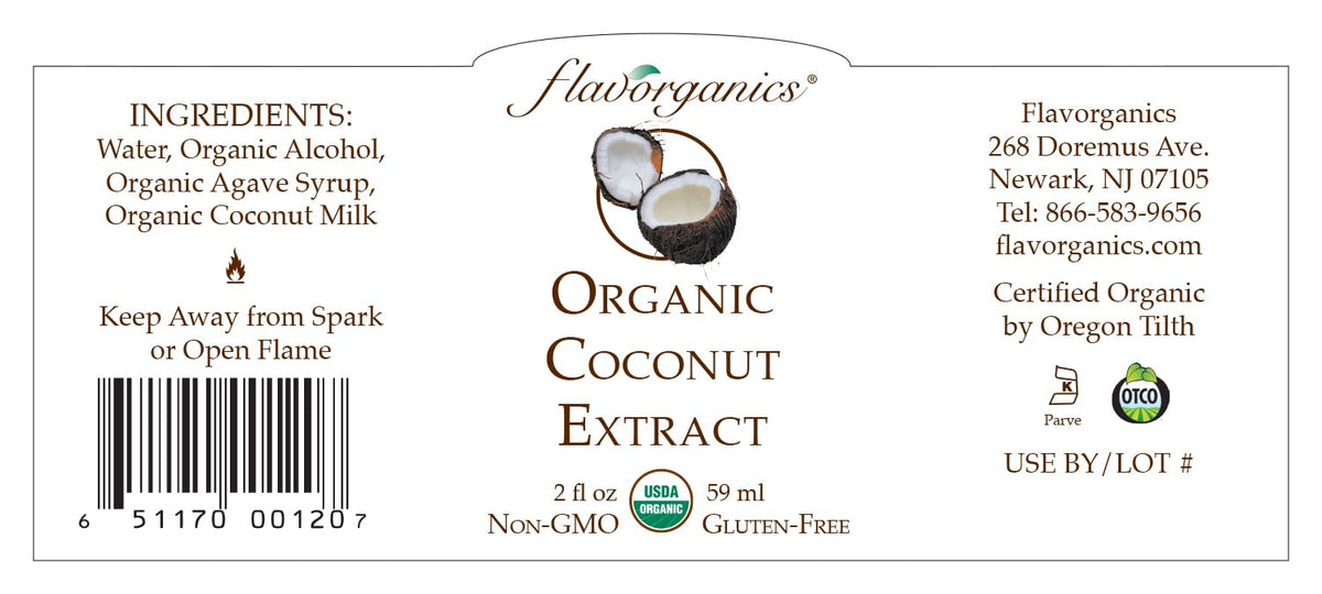 Flavorganics Organic Coconut Extract, 2 Ounce Bottle