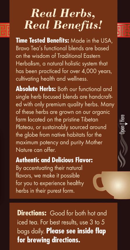 Bravo Tea Cordyceps Mushroom Herbal Tea, Caffeine Free 20 Tea Bags