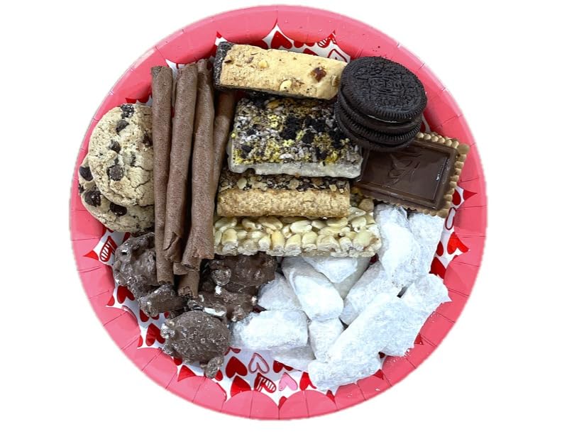 Valentines Day Be Mine Chocolate Gift Basket. Hand-Crafted and Customizable with a huge double bow with chocolates, cookies, candy, snacks, for women