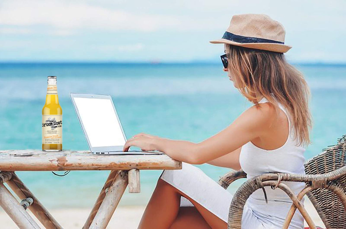 Bruce Cost Unfiltered Ginger Ale - Passion Fruit with Turmeric - 12 oz (24 Glass Bottles)