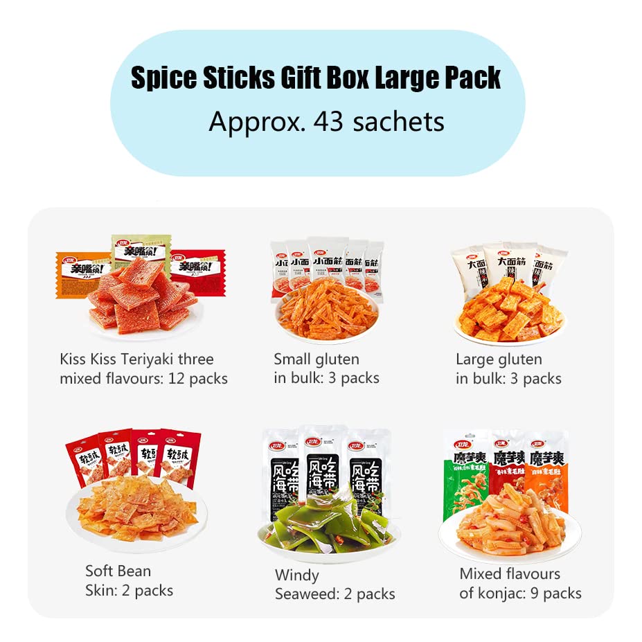Phuumy 43pcs Spicy Strip,Spice Up Your Snack Game with Authentic Chinese Flavors: La Tiaolatiao Spicy Strips and More