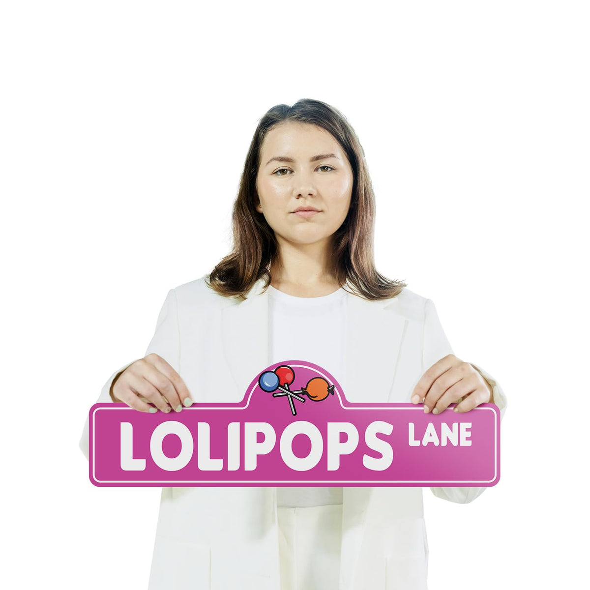 Lollipops (2 Pack) Plastic Street Sign - 7 Inch X 20 Inch Gift Candy Sweet Treat Kids Snack Dessert Sugar Stick Fun Party Colorful Gift