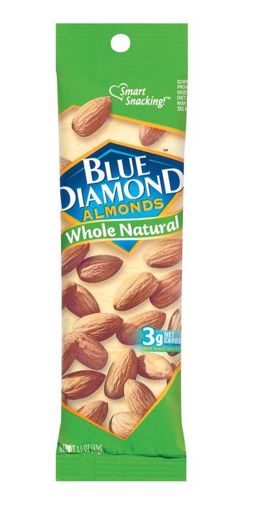 Blue Diamond Natural Whole Almonds - Case of 12 - 1.5 OZ