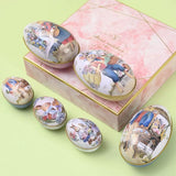 LASIYUAN 4pcs Pieces Painted Eggshell Style tin Box for Easter?Reusable Metal Egg Tins by ?for Easter Parties Decorations Storage Style (4 big)