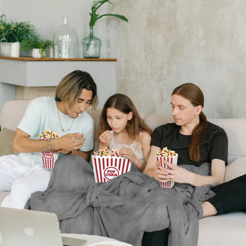 Movie Night Popcorn and Candy Gift Basket with Fleece Blanket, Plus 1 Movie Night Gift Card - Delicious Snacks and a Fun Movie Experience - Friendly