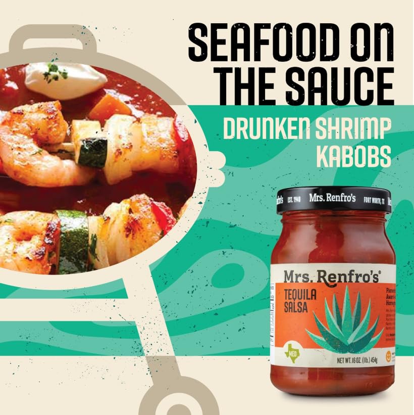 Mrs. Renfro's Tequila Salsa, 16 oz - Gluten Free Texas-Style Tomato Salsa with Tequila-Inspired Flavor, Jalapeños & Spices - Medium Heat Salsa