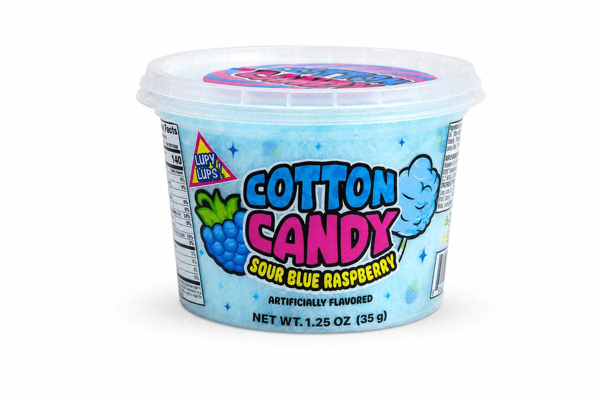 Cotton Candy Tubs | BlueRaspberry flavor Tub 3 pack (3.75 Oz) - | Lupy Lups