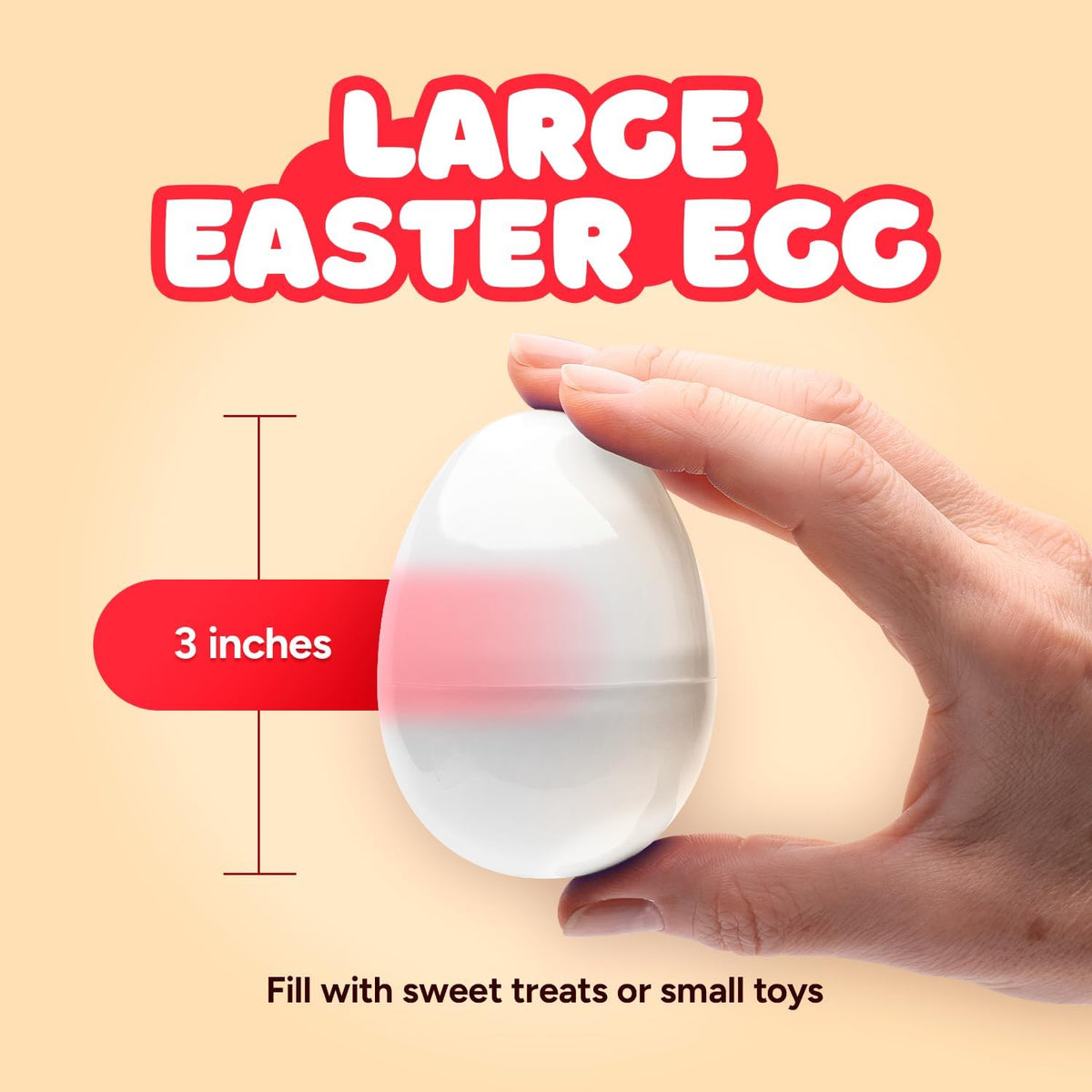 Entervending Easter Eggs 3” - Clear Fillable Plastic Capsule - 48ct - Easter Basket Stuffers - Empty Large Enough to Hold Toy or Candy - Capsules