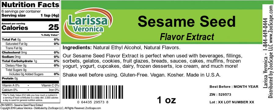 Sesame Seed Flavor Extract (1 oz, ZIN: 529573)