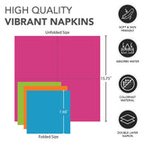 Party Essentials 2-Ply Paper Dinner Napkins, Assorted Neon Brights, 24-Count
