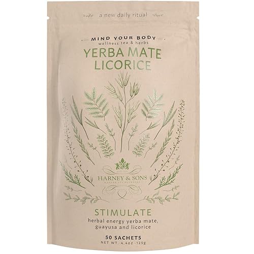 Harney & Sons Yerba Mate Licorice Tea | Stimulate, 50 Sachets