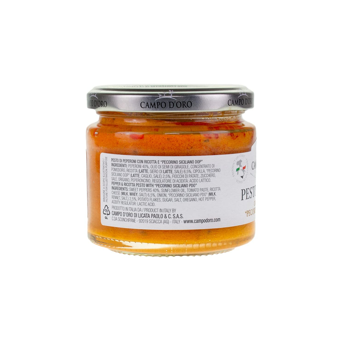 CAMPO D'ORO - Sicilian Pepper Pesto with Ricotta and Pecorino, 6.35 oz