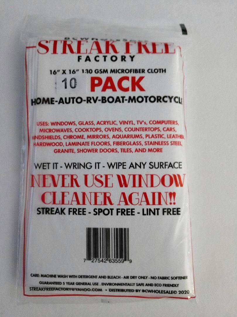 Microfiber Cleaning Cloth 16 x 16 inch White (10)