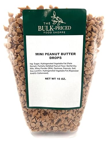 Mini Peanut Butter Drops, Bulk Size, Baking Chips (1 lb. Resealable Zip Lock Stand Up Bag)