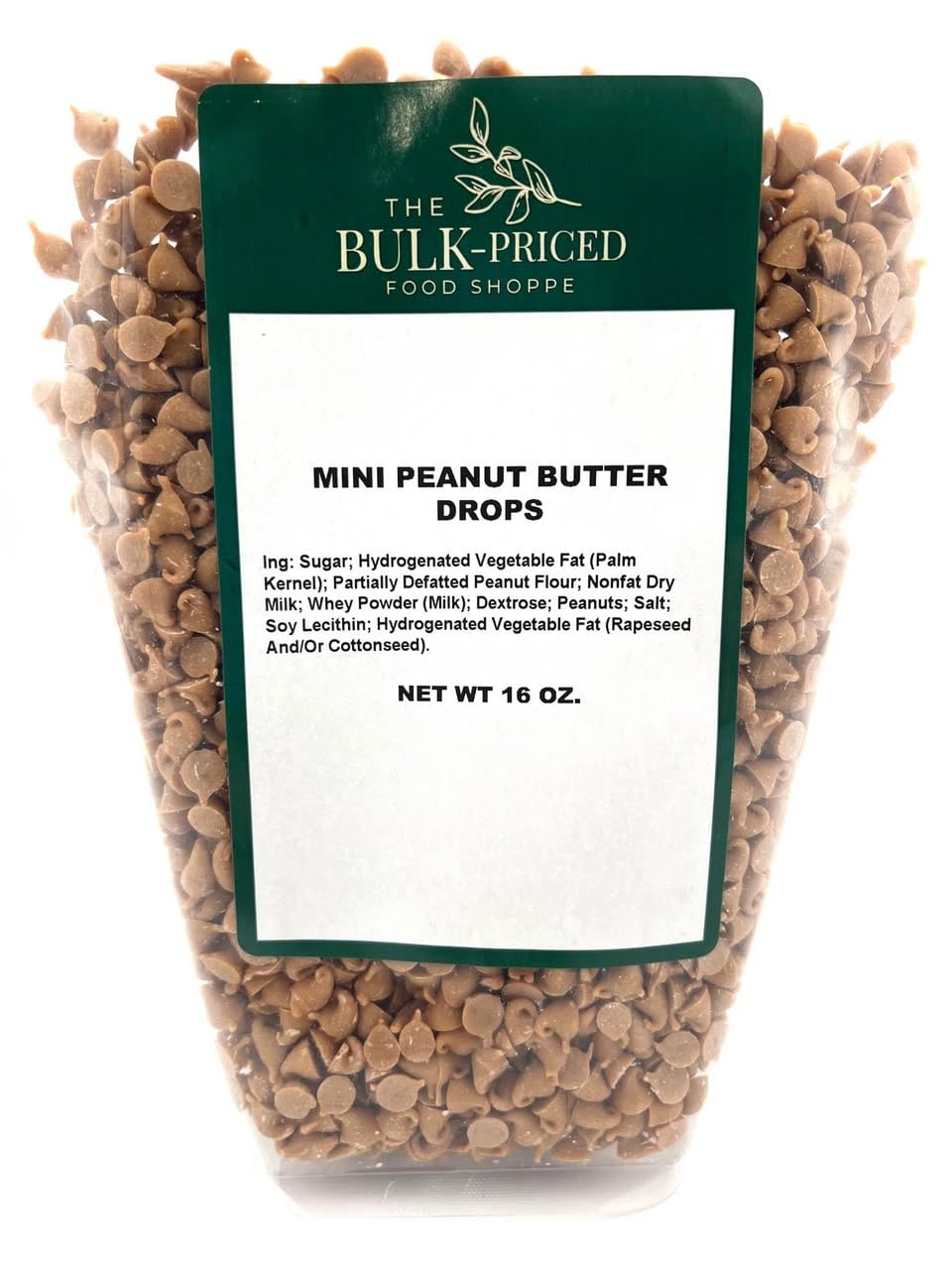 Mini Peanut Butter Drops, Bulk Size, Baking Chips (1 lb. Resealable Zip Lock Stand Up Bag)