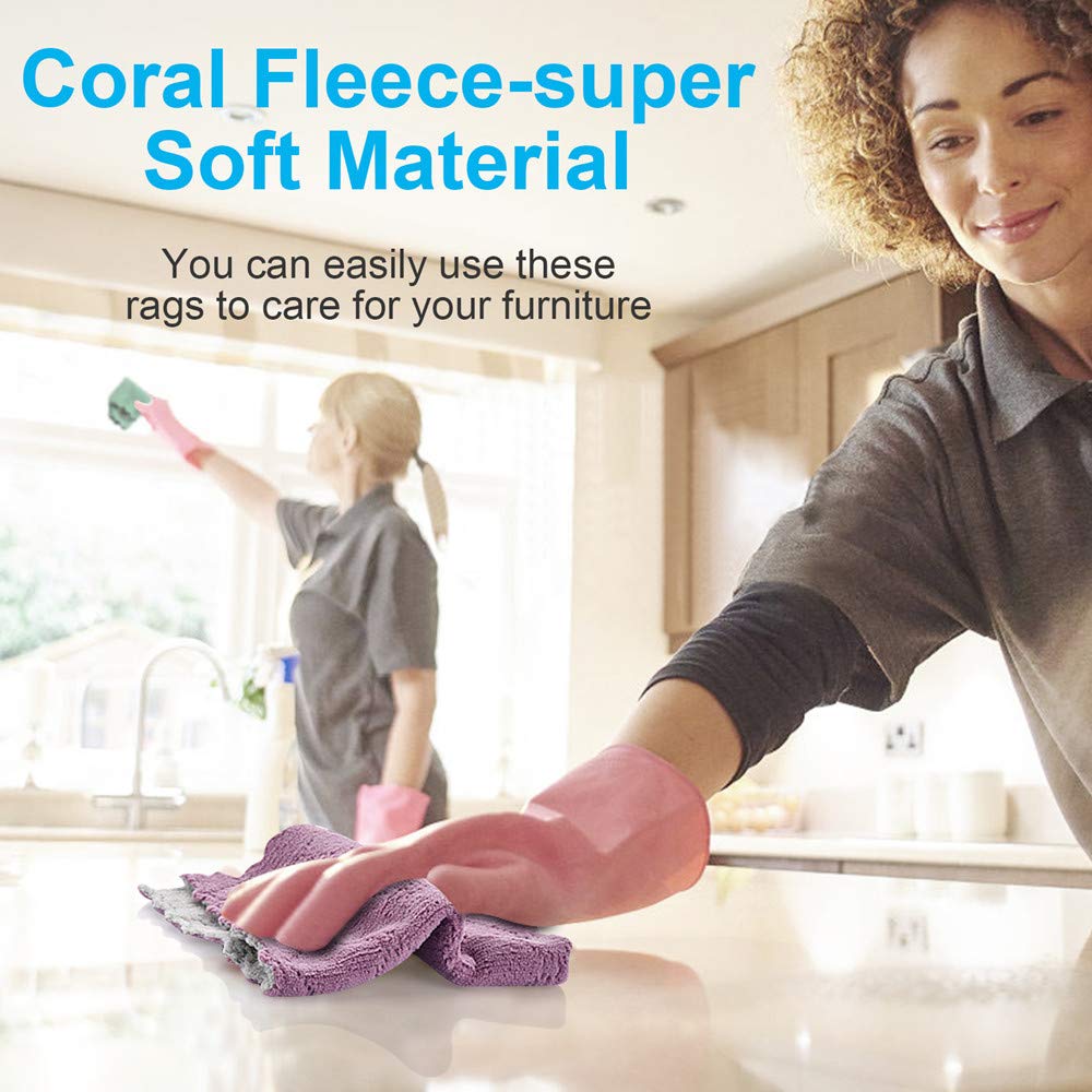 OstWony 12PCS Kitchen Towels Dish Towels, Multipurpose Reusable Dish Cloths, Double-Sided Microfiber Cleaning Rags for Furniture, Tea, Bowl, 10x 6