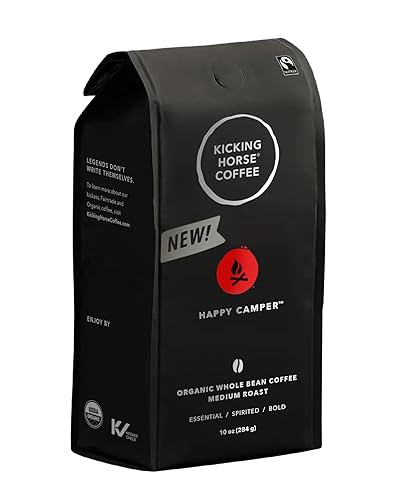 Kicking Horse Happy Camper Whole Bean Coffee, 10 Ounce - Certified Organic, Fairtrade, Kosher Coffee