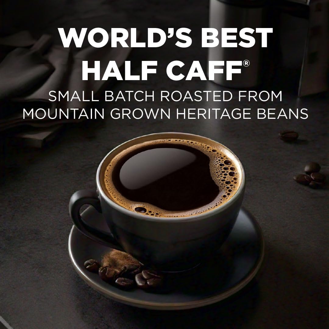 Maud's Half Caff Medium Roast Ground Coffee, 1 Bag, (20oz), 100% Arabica Coffee, 52 Servings