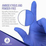 Dynarex DynaPlus Disposable Nitrile Exam Gloves, Powder-Free, Latex-Free, Strength + Value, Used by Professionals, Blue, Large, 1 Box of 200 DynaPlus