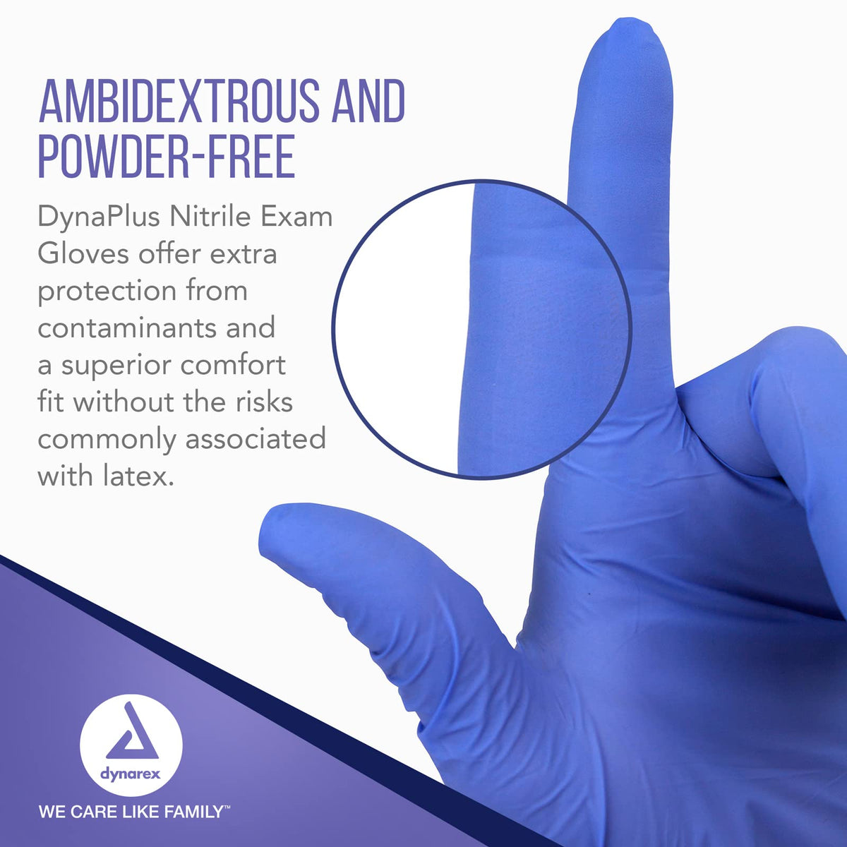 Dynarex DynaPlus Disposable Nitrile Exam Gloves, Powder-Free, Latex-Free, Strength + Value, Used by Professionals, Blue, Large, 1 Box of 200 DynaPlus