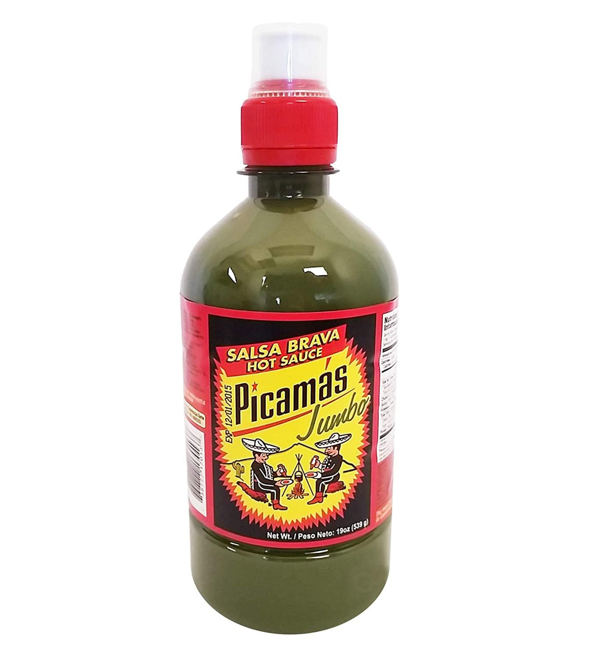 PICAMAS - Green Jumbo Hot Sauce Salsa Brava Picante 16oz Bottles (Pack of 2)
