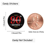 Happy 90th Birthday Party Favor Labels Chocolate Candy Stickers - Ninety Years Old Birthday Round Candy Sticker Party Favors - Black and Red - 150