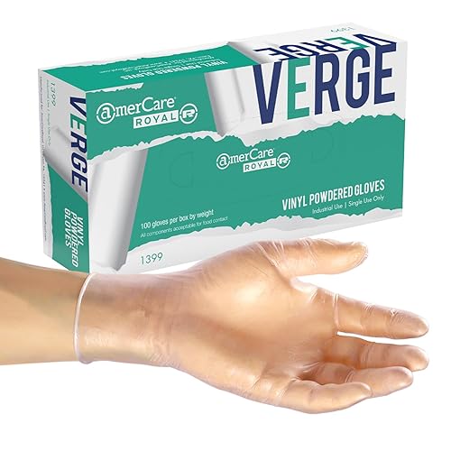 AmerCare Verge Powdered Gloves, Vinyl, Extra Large, Case of 1000