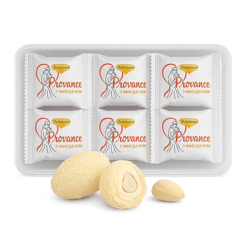 Deluxe Coconut Almond Candy - Creamy Wafer Shells Filled with Smooth Cream & Roasted Almond - 15 Count, 5.3 oz - Imported from Ukraine