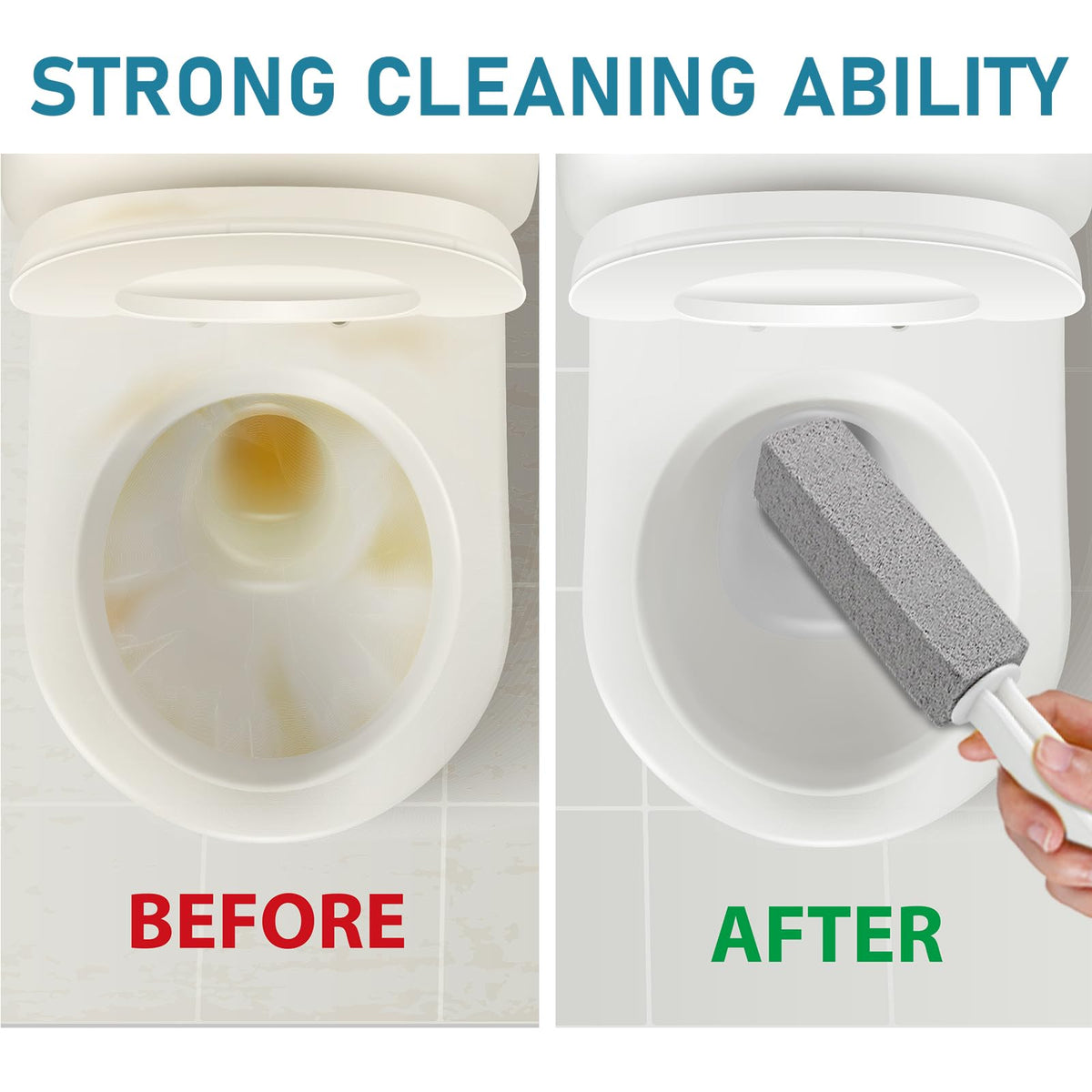 2 Pack Pumice Cleaning Stone with Handle, Toilet Bowl Cleaner Toilet Brush with Non-Slip Long Plastic Handle for Kitchen/Bath/Pool/Household Cleaning