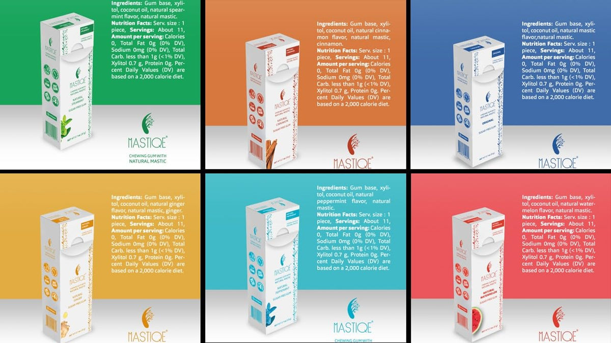 Mastiqe Sugar Free Hard Chewing Gum with Natural Mastic (Variety Pack)