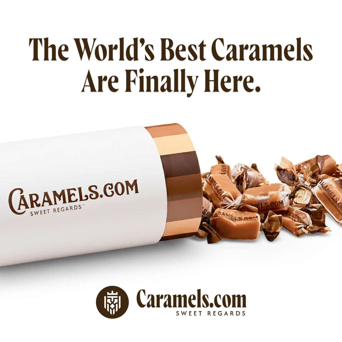 Caramels.com Sea Salt & Salted Caramel Candy | Soft Caramel Candy Individually Wrapped | Creamy Gourmet Carmel Candy Gift Box for Family, Holidays