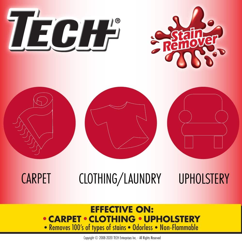 TECH Multi-Purpose Stain Remover | For Carpet, Clothes, Baby, Furniture, Pet, Laundry, Rug Stains | Red Wine, Blood, Coffee, Armpit Stain Remover