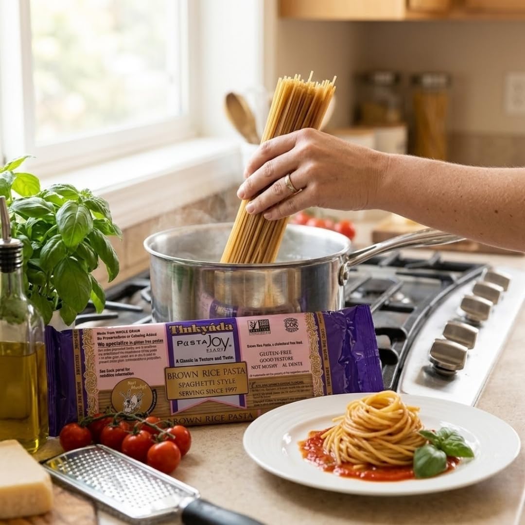 Pasta Brown Rice Spaghetti 16 oz - Pack of 2 - Noodles for Salad and Pantry Staples - Spaghetti Alternative to Egg and Penne