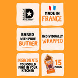 Michel et Augustin Cookies, Individually Wrapped Snacks, 6 Pack, Gourmet Milk Chocolate & Caramel Shortbread, 15 French Butter Cookies per bag (90