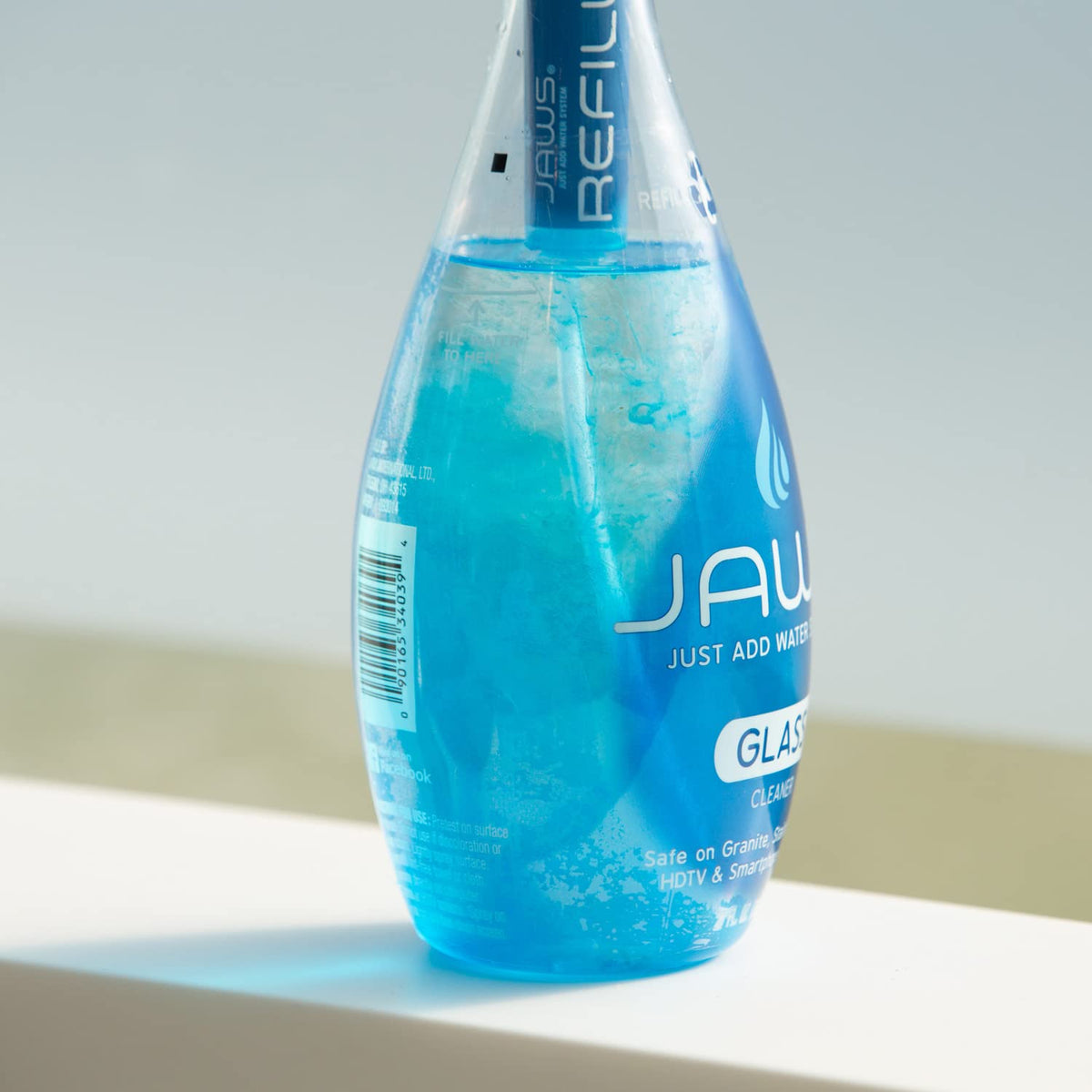 JAWS Glass Cleaner Bottle with 2 Refill Pods. Refillable Cleaning Supplies