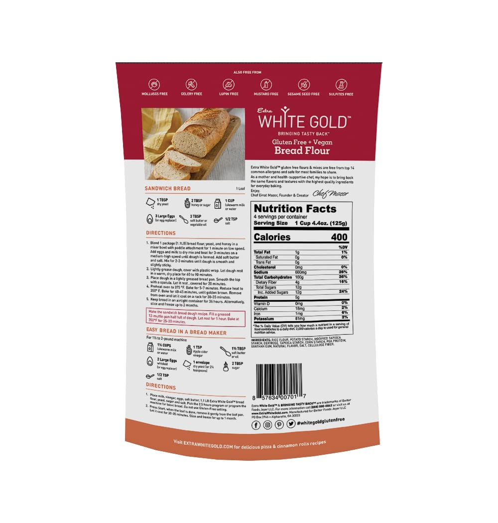 Extra White Gold Gluten Free Flour Blends Variety Pack - For Baking Cakes & Bread - [Kosher] [Gluten Free] [Vegan] [Soy Free] [Nut Free] [Dairy Free] (2 pack)