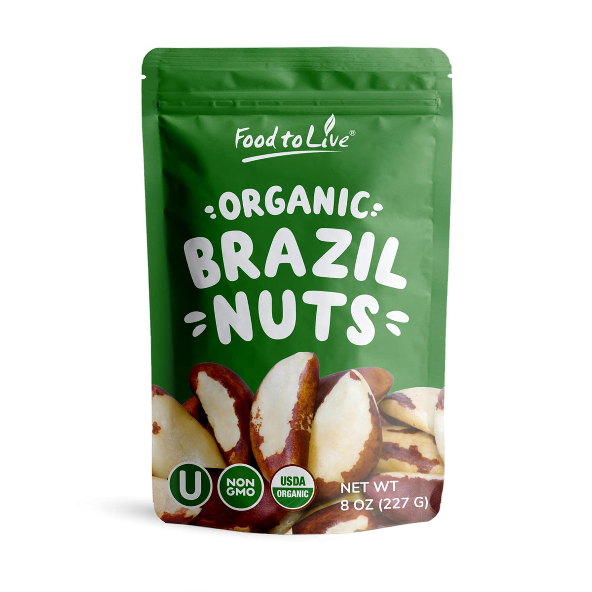 Food to Live - Organic Brazil Nuts, 8 Ounces - Non-GMO, Raw, Whole, No Shell, Unsalted, Kosher, Vegan, Keto, Paleo Friendly, Bulk, Rich in Selenium