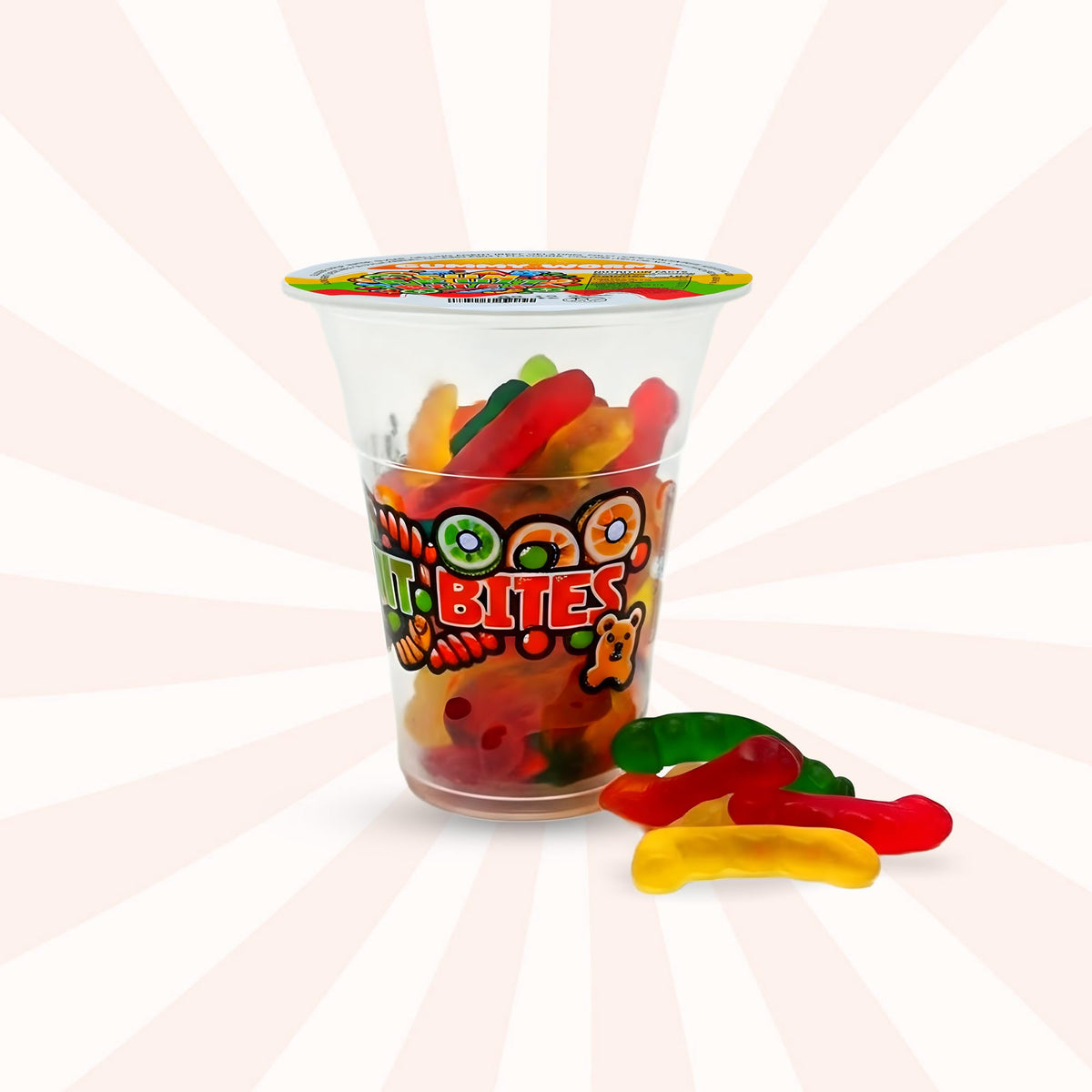 Fun Fruit Bites Gummy Worm Cup (Halal) (Pack 14)